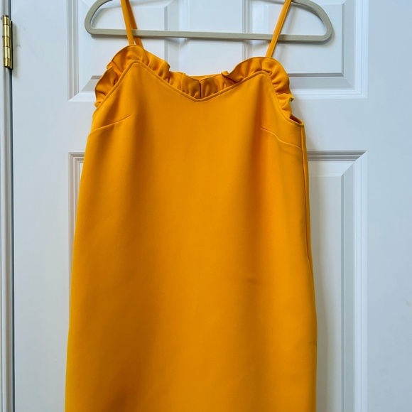 TopShop size 4Vibrant Yellow Ruffle Dress with stretch - Picture 1 of 6
